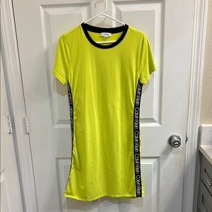 Calvin Klein Vibrant Yellow Dress with Black Accents
